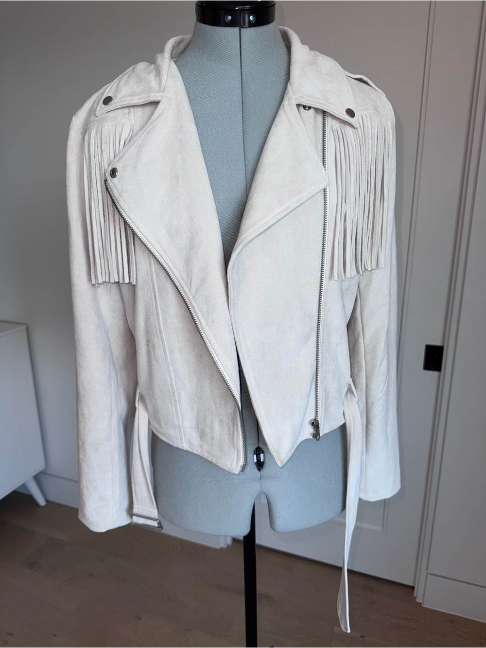 Light Cream Fringe Suede-like Western Jacket - Picture 5 of 6